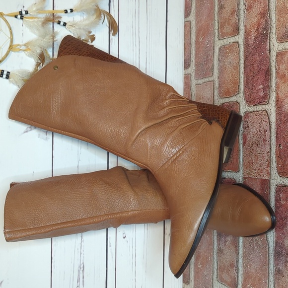 Vintage Etienne Aigner Designer Croc Alligator Leather 80's Women's Boots 8.5 - Picture 3 of 16